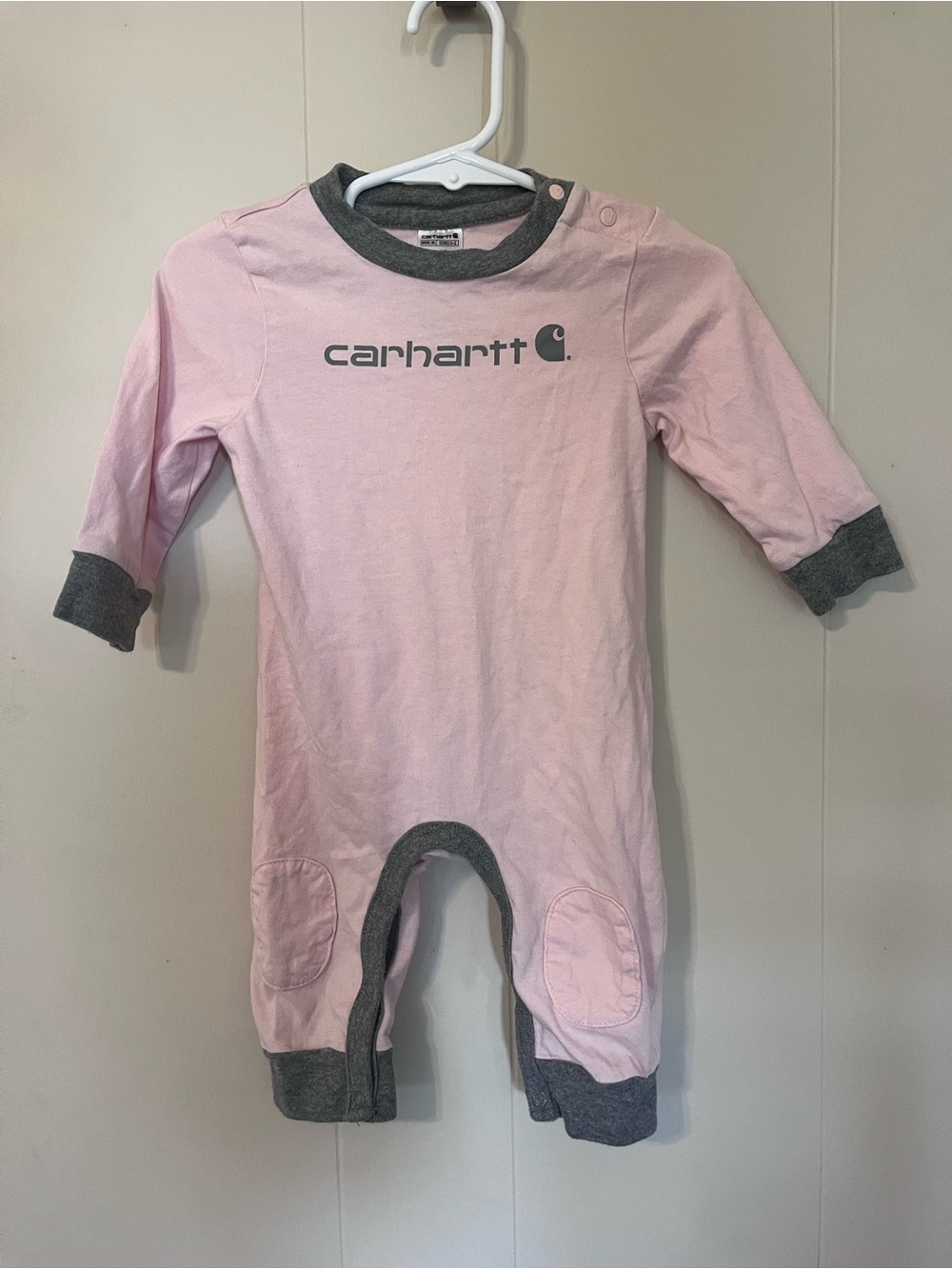 Carhartt Pink and Gray Long-Sleeve Baby Footie